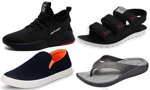 Maddy Mens Sport Sandal Complete Combo Pack of 4 for |Gym Traning |Cricket | Sports Slipper |Classic Loafer| Sports Shoes in