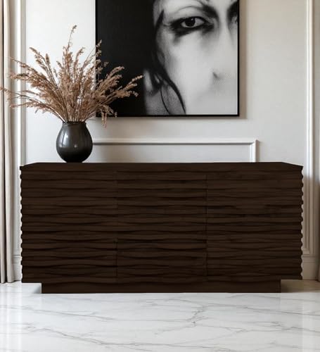 Image of The Attic Artic Sideboard, Multipurpose Cabinet for Kitchen and Living Room Storage, Crockery Storage, Solid Acacia Wood, Walnut Matte Finish