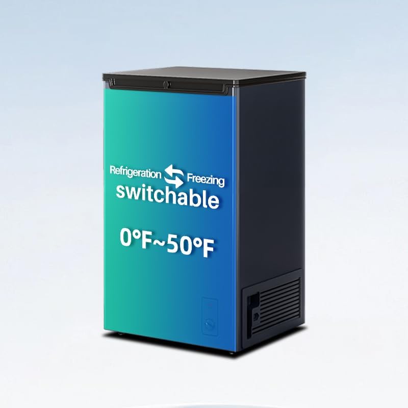 4.5 Cu. Ft. Chest Freezer, Top Door, Metal, Freestanding with Removable Basket, for Home Kitchen Office (BLACK, 4.5Cu.ft)