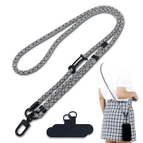 xiaoxiaozhijia Cordon para Móvil Universal,Colgar Movil Cuello Ajustable,Colgante para Movil Extraíble,Apto para Todas Las Fundas de Móvil(Patrón en Y Blanco y Negro)