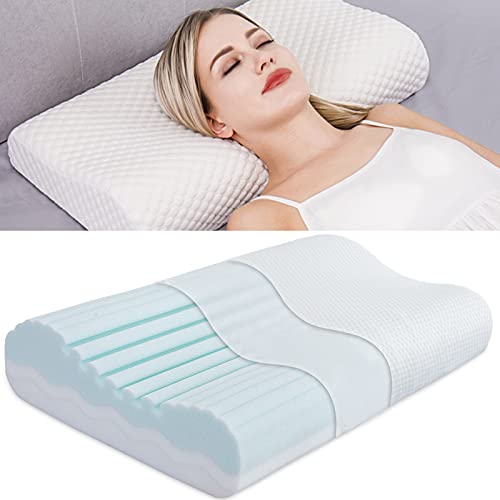 VK Living Contour Memory Foam Pillow Adjustable, Orthopedic Sandwich Sleeping Pillows, Side Sleepers Ergonomic Cervical Contour Pillow for Neck Pain, Neck Support Memory Pillow for Back, Shoulder Pain