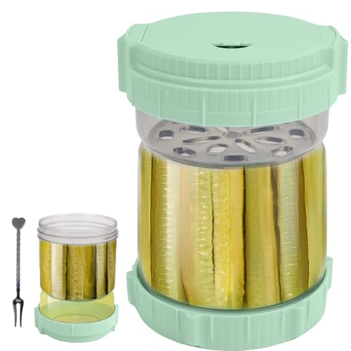 SOARFLY Tarro de Pepinillos Volteable de 1500ml, Recipiente con Separador de Líquidos, Doble Sellado Hermético, Vidrio de Borosilicato sin BPA, Gran Tarro para Pepinillos, Aceitunas