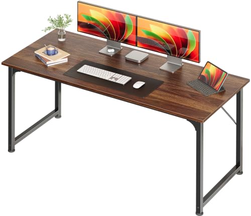 Image of Huuger Computer Desk, 54 Inch Office Desk, Gaming Desk with Storage, Writing Desk Work Desk for Home Office, Study, Modern Simple Desk, Large Legroom, Metal Frame, Walnut