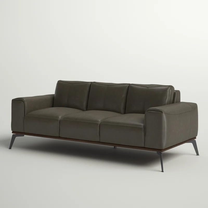 Image of LEGACY OF COMFORT Conley 86'' Leather 3 Seater Sofa Three Seater Lounger for Living Room Offices Hotels (Green, Three Seater)