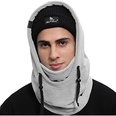 Shy Velvet Cold Weather Fleece Balaclava Ski Mask,Balaclava Wind-Resistant Winter Face Mask for Men and Women Grey Cover