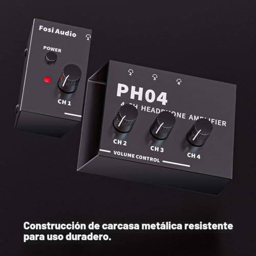 Miniatura 8 de Fosi Audio Ph04 Amplificador De Auriculares Estéreo De 4 Canales Con Adaptador De Corriente Ultracompacto De 12 V 1,5 A Para Estudio Y Escenario