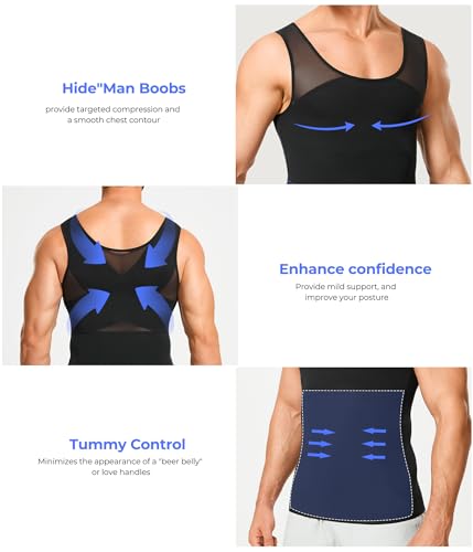 TAILONG Compression Shirt Men Shapewear Slimming Body Shaper Vest Workout Tank Top Undershirt2