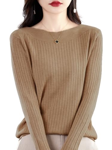 [ビーエヌワン セレクト] セーター レディース 春 秋 服 きれいめ 薄手 ニット トップス ボートネック 婦人服 30代 40代 50代 キャメル BN268 CML M