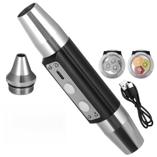 yeeplant Linterna recargable de doble cabeza con LED multicolor, ideal para inspección de jadeíta y joyas, incluye modos de luz azul, blanca, roja y amarilla