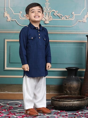Image of POLKA TOTS Boys Cotton Pathani Set | Premium Pathani Kurta & Pyjama Set for Boys | Kurta Pajama for Kids Boy | Pathani Suit for Kids, Baby Boys & Toddlers | Ethnic Wear for Boy
