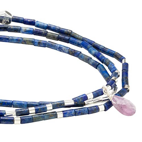 Scout Curated Wears - Teardrop Stone Wrap Lapis/Amethyst/Silver - Stone of Clarity