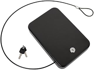 Sunnydaze Small Portable Steel Keyed Security Lockbox Safe, Personal Storage for Travel, Car