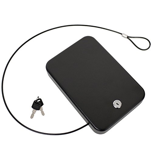 Sunnydaze Small Portable Steel Keyed Security Lockbox Safe, Personal Storage for Travel, Car