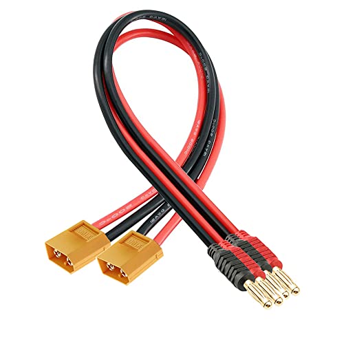 Câble XT90 mâle vers banane 4mm 12 AWG 30cm pour charge rapide et sécurisée de batterie Lipo