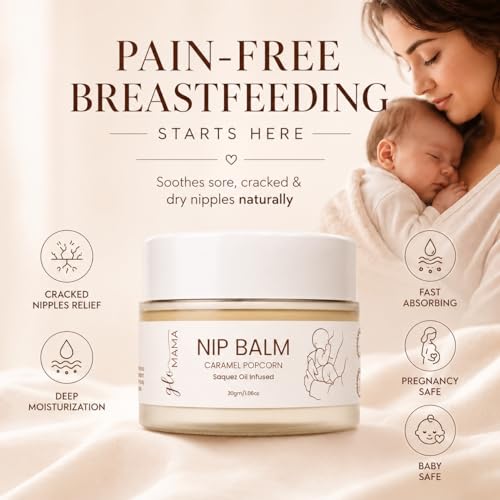 Image of GLO Mama Nipple Balm /Butter for Breastfeeding Mom | Lanolin Nip Balm for Sore, Cracked Nipples - Tasteless & Odorless | Fast Absorbing & Clinically Proven Safe for Baby | 30g