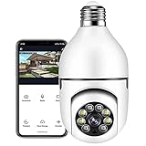 iFCOW Cámara de bombilla WiFi, tipo bombilla E27, cámara de seguridad inalámbrica 1080P, cámara IP WiFi panorámica