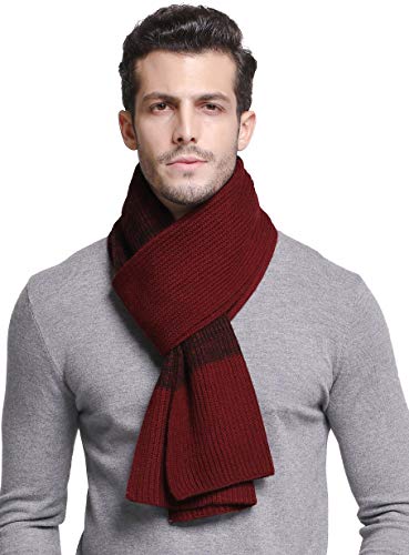 RIONA Australian Merino Wolle Herren Strick Schal Winter Business Langschal Weiches Warmes Kaschmir Fühlen mit Geschenkbox (Burgund) Cover