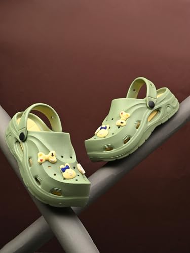 Image of Women Clogs Sandals with Back Strap | Lightweight EVA Cartoon Charm Slip-On Shoes for Womens & Girls | Anti-Slip Comfortable Everyday Wear