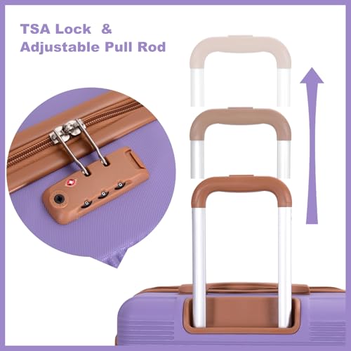 Image of Travelhouse 4 Piece Luggage Sets with Spinner Wheels, Hardshell ABS 6 peice Suitcase Set with Tsa Lock, Lightweight Hardside Travel Suitcases with Waterproof Duffle Bag for Men Women (PURPLE)