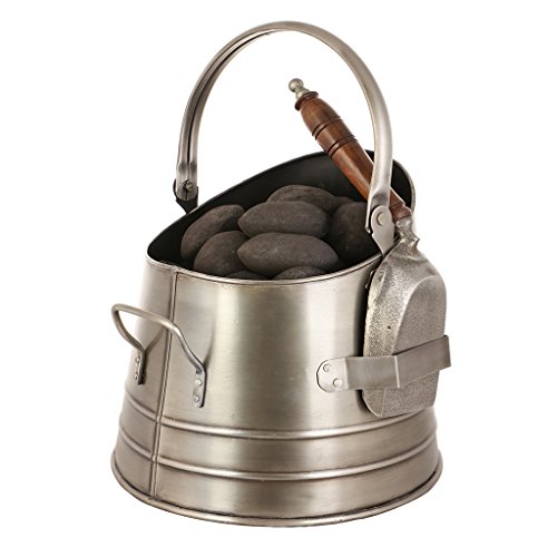 Silver Coal Scuttle Scuttle - Metal Fireside Bucket & Shovel