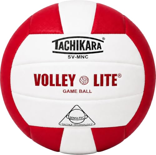 Tachikara SV-MNC Volley-Lite Volleyball mit Sensi-Tech-Abdeckung, reguläre Größe, Aber Leichter (Scharlachrot/Weiß)