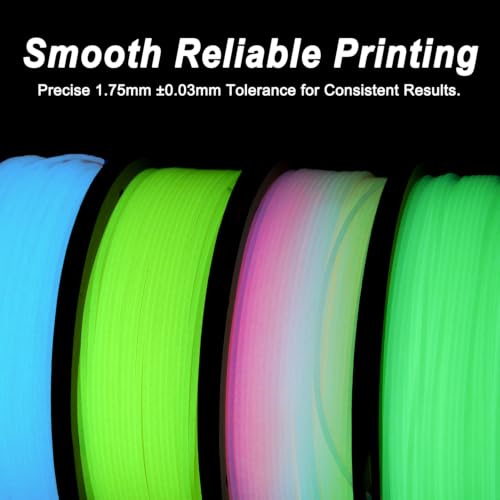 Image of PLA Filament Glow Bundle, 3D Printer Filament 1.75mm, 250g*4 | 4-Pack Glow in the Dark 3D Filament (Blue /Green /Yellow-Green /Rainbow) Offers High-Intensity Brightness At Night