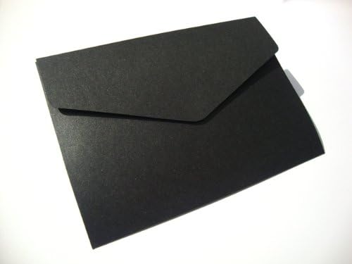 Cranberry Card Company A5 Pearlescent Pocketfold Blank Wedding Invites - Pack Of 5 With Plain White 100Gsm Envelopes (5, Onyx/Black)