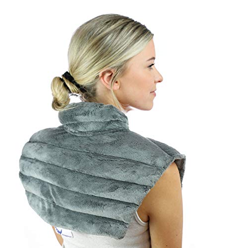 Huggaroo Neck and Shoulder Wrap - Weighted, with Aromatherapy, Gray | Microwavable Heating