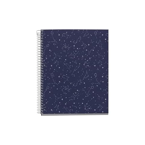 Miquel Rius M Fashion 4 Subject Notebook, Lined A5-8.27" x 5.83" 120 Sheets Heavyweight Paper, Subjects Separated by color, 2 Hole Punched, Micro-Perforated, Cosmos Design, Multicolor Cover