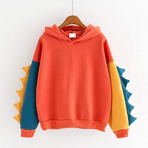 Dinosaur Sweatshirt Teens Cute Aesthetic Hoodies Long Sleeve Color Block Pullover Cosplay Custome Dino Sweater Tops2