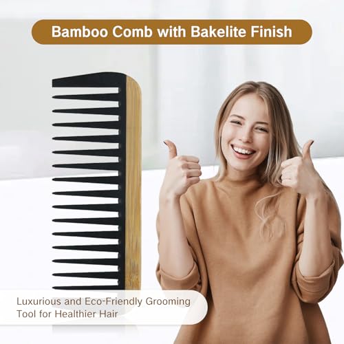 Peine de Dientes Anchos de Bambú para Cabello Rizado miniatura 2