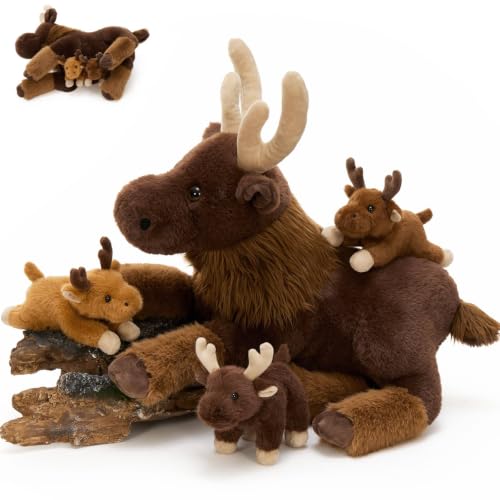 MaoGoLan 4 Pcs Moose Stuffed Animal, 18", Deer & Reindeer Style