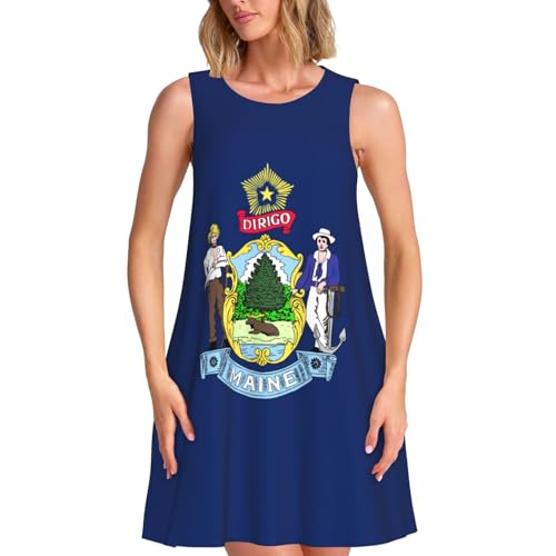 Robe d'été drapeau du Maine sans manches pour femme look tendance