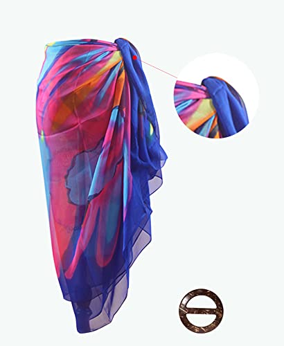 MissShorthair Womens Chiffon Beach Pareos Sarong Sheer Swimsuit Cover Ups Swimwear Bikini Wrap3