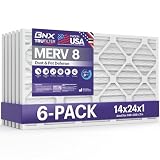 BNX TruFilter 14x24x1 Air Filter MERV 8 (6-Pack) - MADE IN USA – Dust & Pet Defense Air Conditioner HVAC AC Furnace Filters for Dust, Pet, Mold, Pollen MPR 600 – 700 & FPR 5