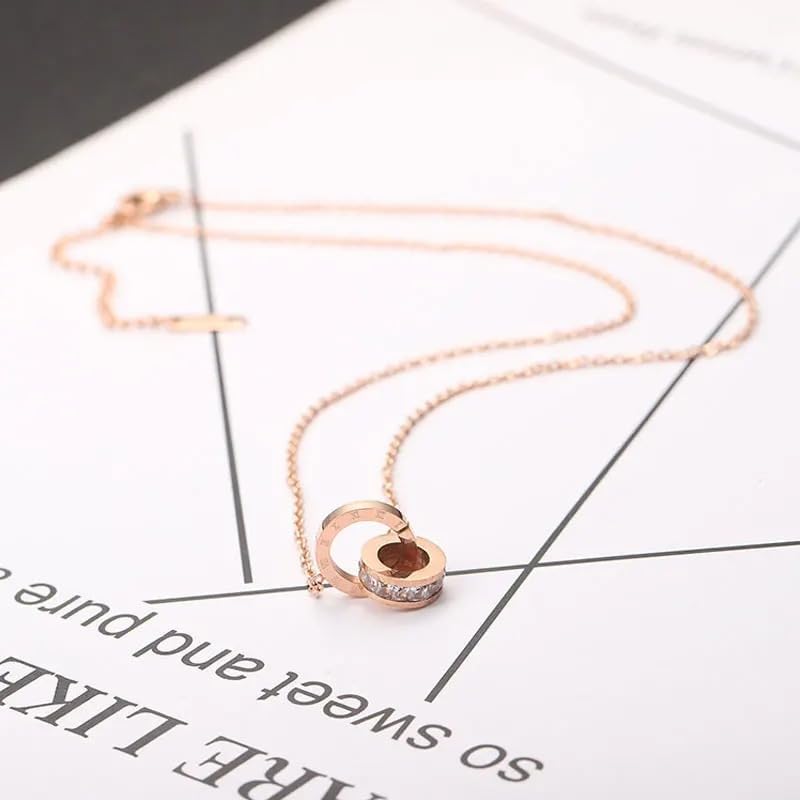 925 Sterling Silver Linked Circle Necklace, Interlocking Necklace For Women, Silver Double Rings Linked Necklaces, Infinity Circles Necklace, Interlocking Rings For Women, Interlock Circles Necklace - Image 4