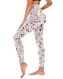 TNNZEET High Waisted Leggings for Women - No See Through Tummy Control Cycling Workout Yoga Pants with Pockets Reg & Plus, Small-Medium, A-print Purple