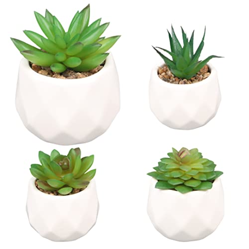 Runfon Plantas Artificiales en macetas Mini suculentas Artificiales Plantas de plástico Falso para la decoración de la Oficina 4 Piezas, Plantas de suculentas Artificiales Cover
