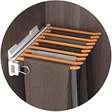 SAeWare Ausziehbarer Hosenbügel, 10 Arme, ausziehbare Hosenablage, Stahl, gepolsterte Schiebehosenbügel für Schrank-Organizer, platzsparend, orange-links/rechts Montage