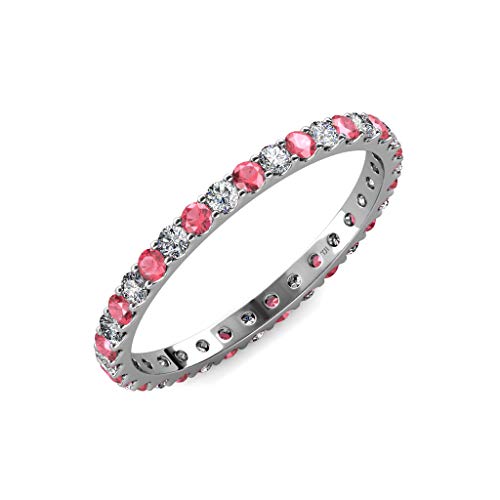 TriJewels Pink Tourmaline & Natural Diamond U‑Prong Band