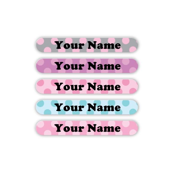 Oliver's Labels Light Polkadots Theme Mini Labels, 100 Durable Personalized Name Labels & Tags for School Supplies, Camp Gear, Water Bottles, and Food