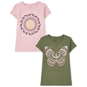 The Children’s Place Girls Unicorns,Sports,Butterflies Short Sleeve Graphic T-Shirts,2 Pack