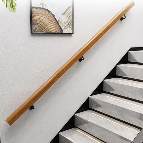 Gaommini Main Courante de Rampe d'escalier en Bois Massif – 1 m, 2 m, 3 m, 3,5 m, 4,5 m, 5 m, 6 m, Rampe d'escalier Murale pour Couloir d'escalier, lofts, Maternelle, rampes d'appui extérieures(80cm)