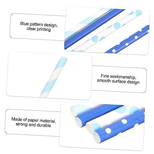 Pitillos de papel azul desechables 200pcs miniatura 2