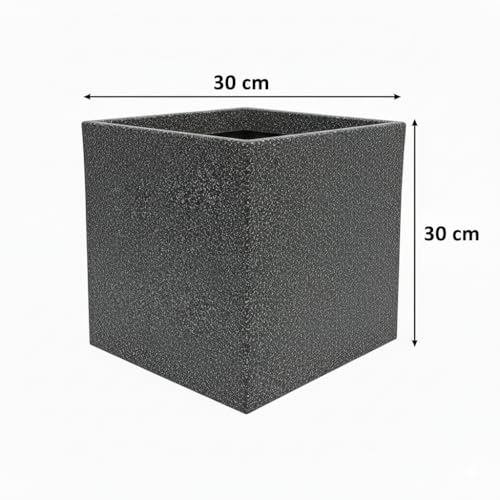 Image of Harshdeep Planters for Home Decor - Quebec Square - Highly Durable, Lightweight 12 Inch UV Resistant Roto Pot for Indoor Outdoor Home Balcony Garden Decor, Stone Finish (Grey Stone, Medium)