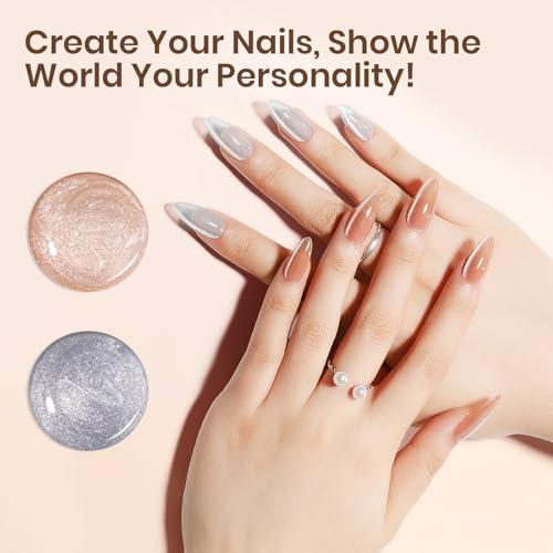 Esmalte de uñas gel efecto ojo de gato plateado nude 10ml miniatura 2