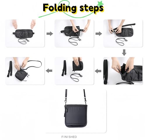 Image of Travel Passport Holder 【1 PACK】2 in 1 Slim RFID Blocking Travel Money Belt for Men & Women, Hidden Neck Wallet for Credit Cards, Documents & Cash, Fanny Pack, MA-MO (Black)
