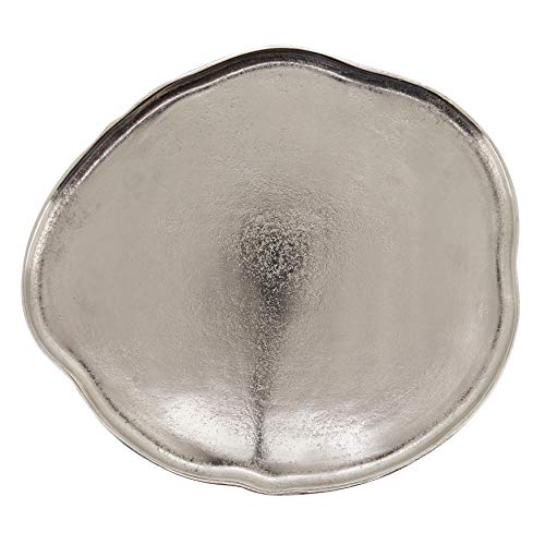 SARO LIFESTYLE CH961.S13R Martha Design Organic Shape Charger Plates (Set of 4), Aluminum, Silver