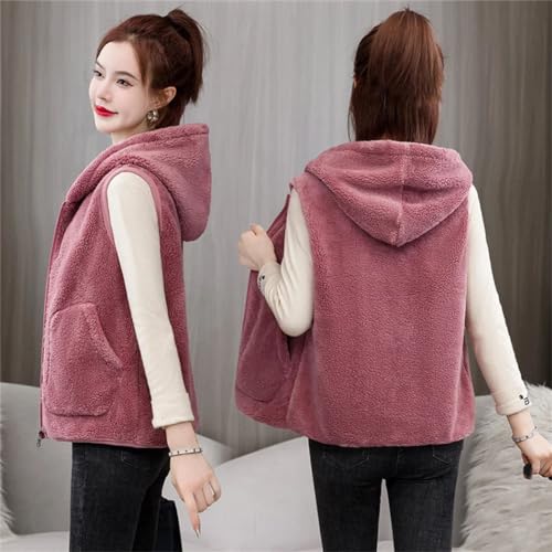 Chaleco de forro polar coral para mujer invierno con capucha 5