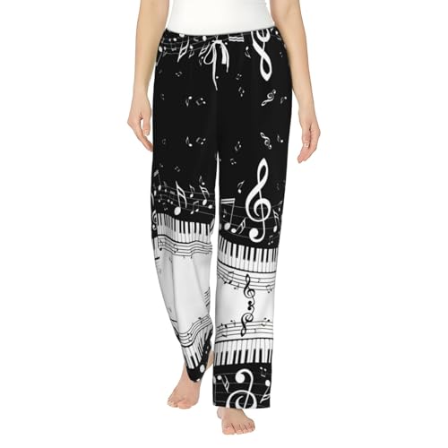 Pantalon de pyjama ample noir et blanc pour nuit confortable femme et fille taille 3XL